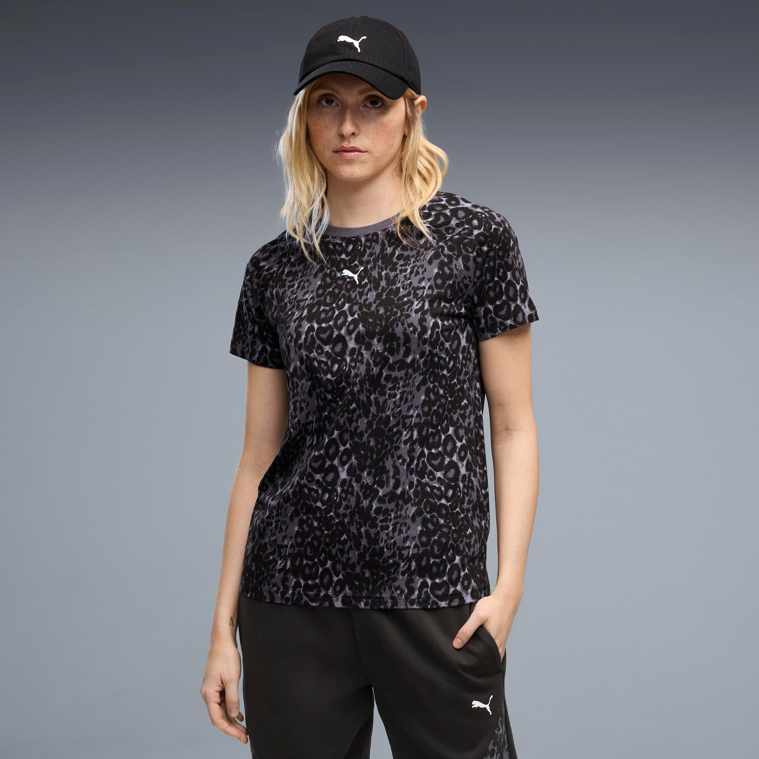 PUMA T-Shirt GRAPHICS ANIMAL STANDARD AOP TEE für Erwachsene, mit sportlichem Stil, kurzärmlig, gemusterte Optik