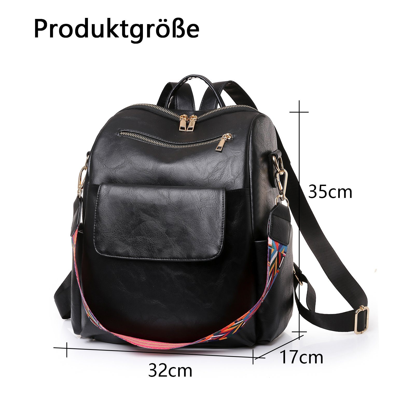 Reiserucksack Reisen Notebook Jungen Arbeit Herren cm, Leder für Damen Teenager Rucksack (32x35x17 Lederrucksack Schultertasche, Schwarz REDOM Freizeit Schulrucksack Rucksack), Business Tasche, Laptop Schule Vintage, Laptoprucksack