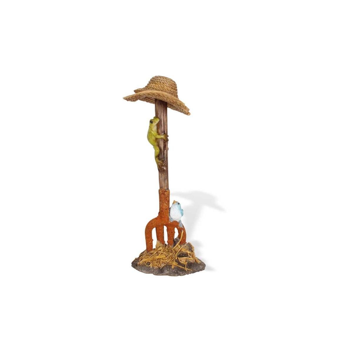 Seyko-Geschenke Dekofigur 091048 - Keramik "Frosch Erwin" mit Heugabel, 17 cm