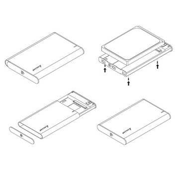 Salcar Festplatten-Gehäuse für 9.5mm 7mm 2.5" SATA HDD SSD, USB 3.0 Kabel