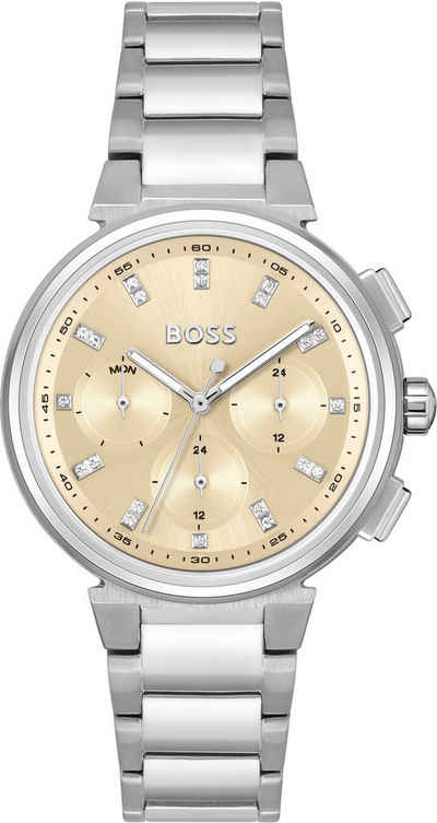 BOSS Multifunktionsuhr ONE, 1502676, Quarzuhr, Damenuhr, Armbanduhr, Glaskristalle, Datum