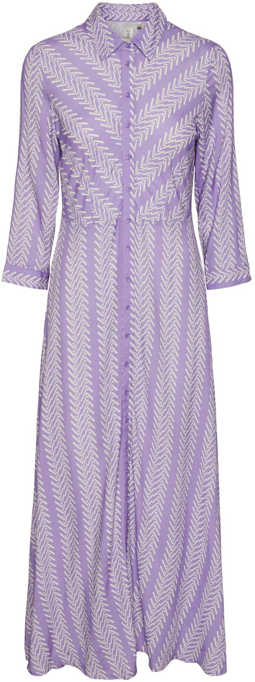 Y.A.S Hemdblusenkleid AOP:BOHO Ärmel Bougainvillea YASSAVANNA LONG mit 3/4 SHIRT DRESS