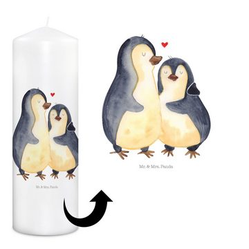 Mr. & Mrs. Panda Formkerze 29 x 8 cm XL Pinguin umarmen - Weiß - Geschenk, Liebesgeschenk, Gesch (1-tlg), Warmes Licht