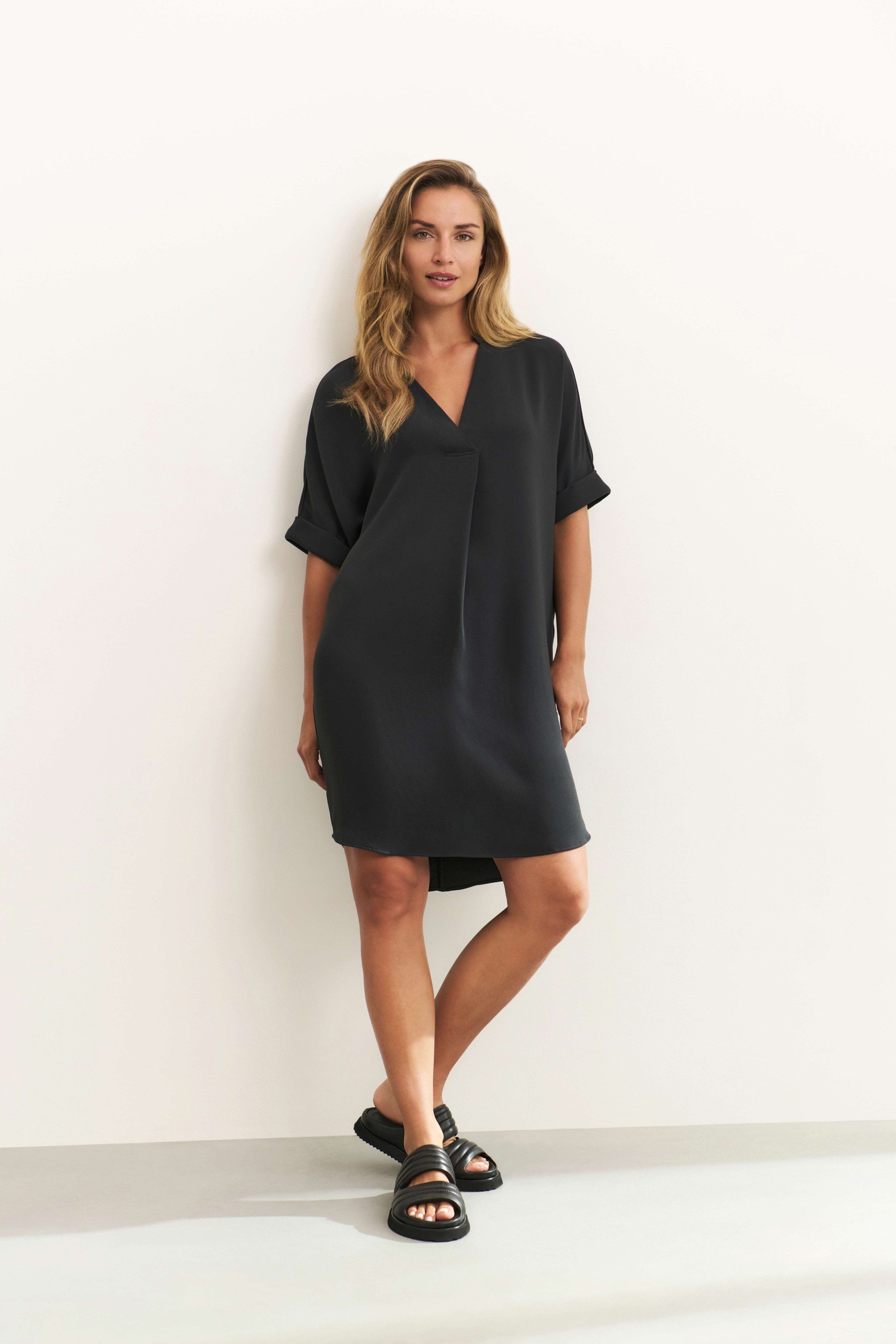 YAYA Strickkleid Lockeres Kleid Schwarz/Grau