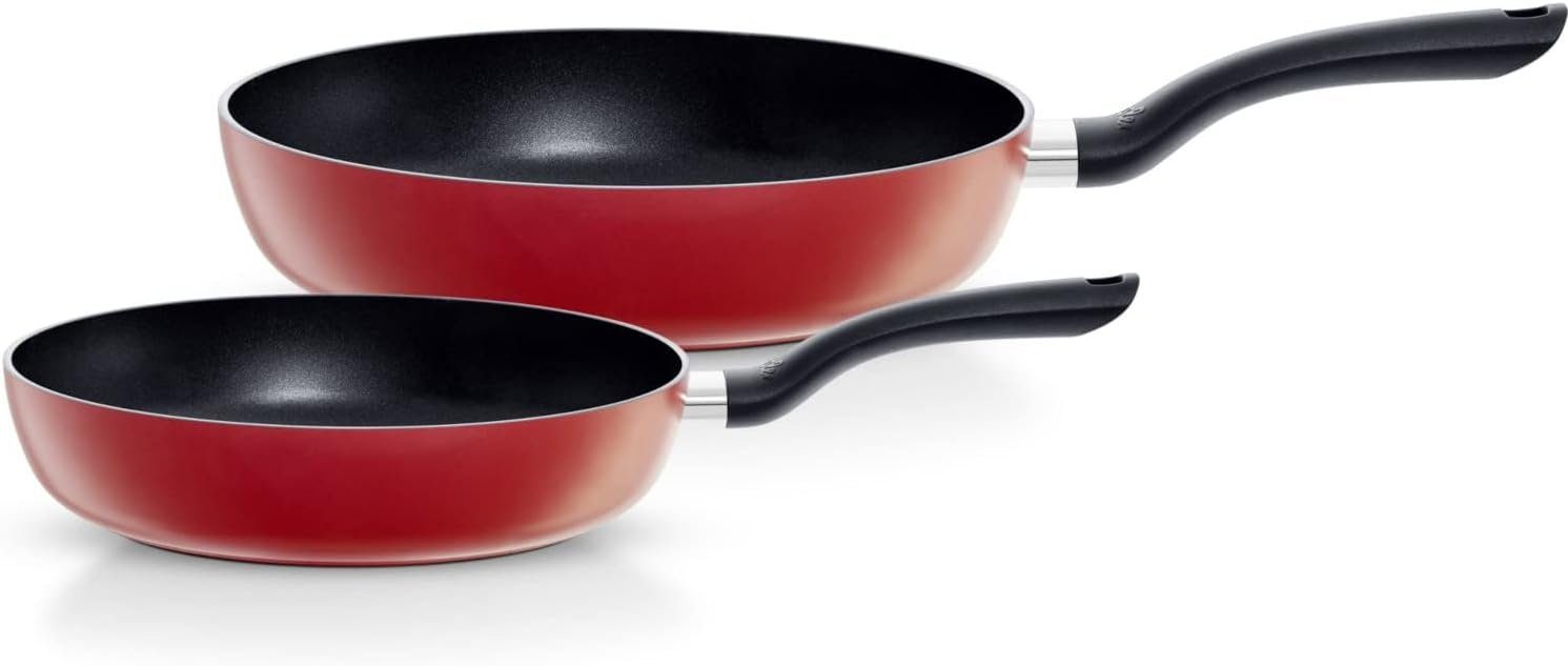 Fissler Pfannen-Set Cenit® Red, Aluminium (Set, 2-tlg., je 1 Pfanne Ø 24 und 28 cm), antihaftbeschichtet