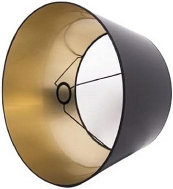 AMBIENTE-LEBENSART.DE Lampenschirm Designer-Lampenschirm-Schwarz-rund-konische Form Ø 30cm innen Gold