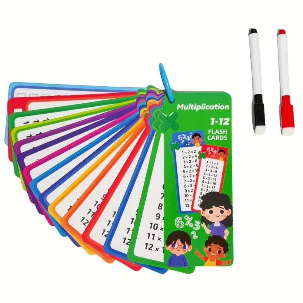 Montegoni Schulheft Mathe Lernkarten Multiplikation Schreibbar Abwischbar mit Stift Kinder, Abwischbar wiederverwendbar schreibbar Einmaleins Training mit Marker