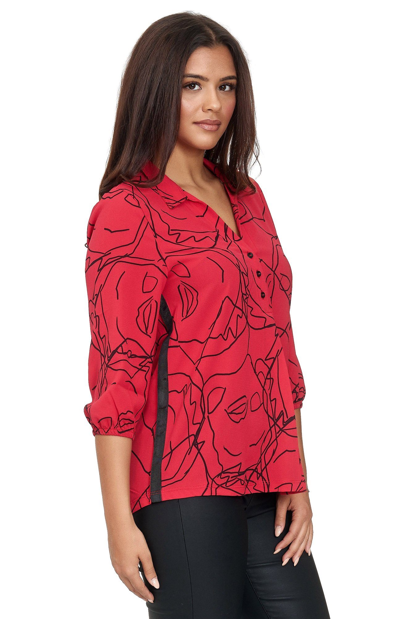 Decay Klassische Bluse mit Seitenstreifen und halblangen Ärmeln
