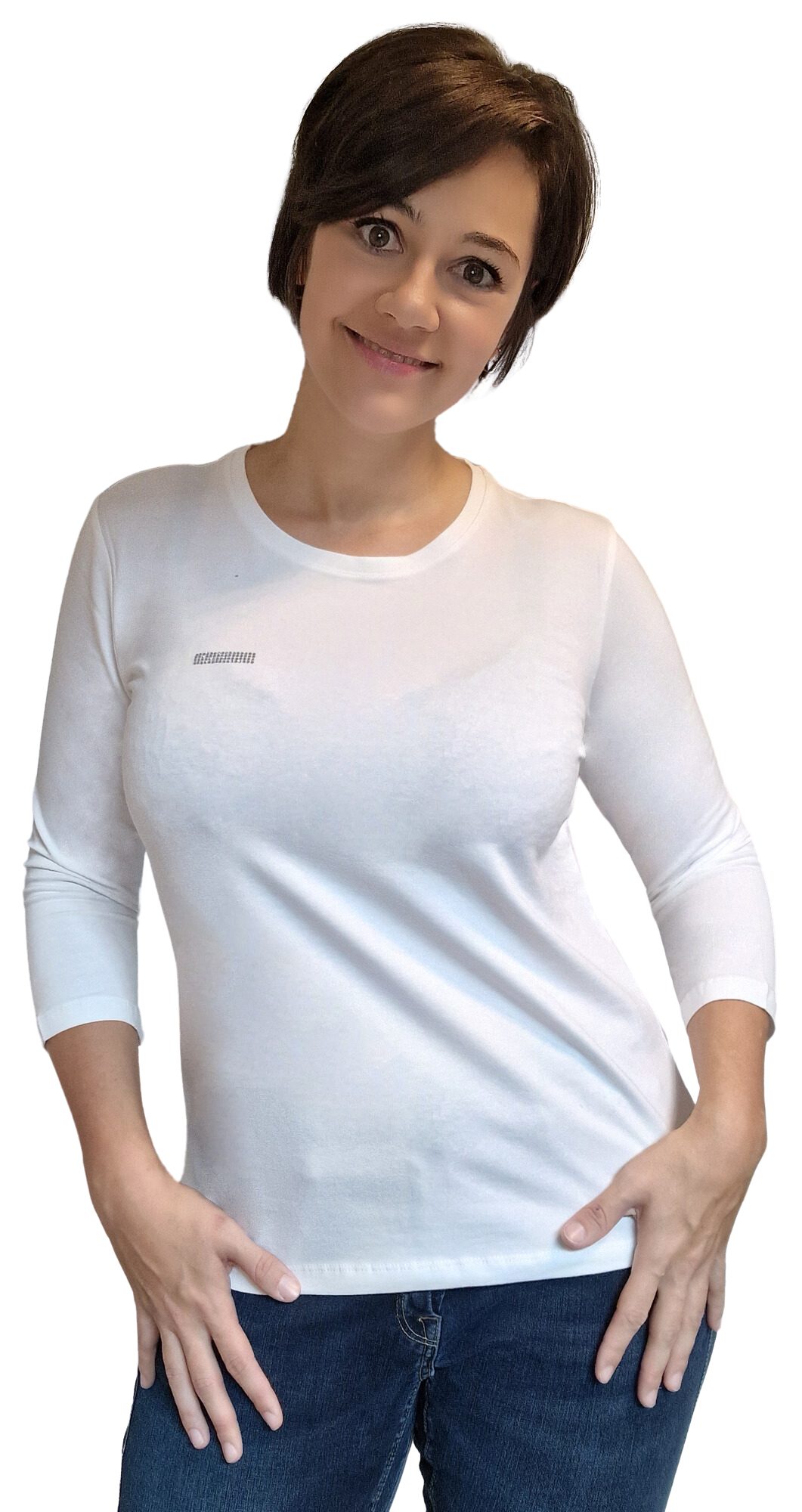 3/4-Arm-Shirt 186-1148 Basic-Shirt mit Rundhalsausschnitt