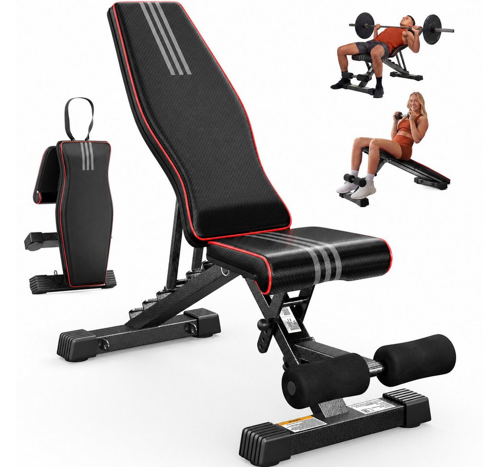Dripex Half Rack Multifunktionale Hantelbank, klappbare Fitnessbank, 98% Vormontiert, Positionen Steigung/Gefälle/Flach, Breiterer Sitz