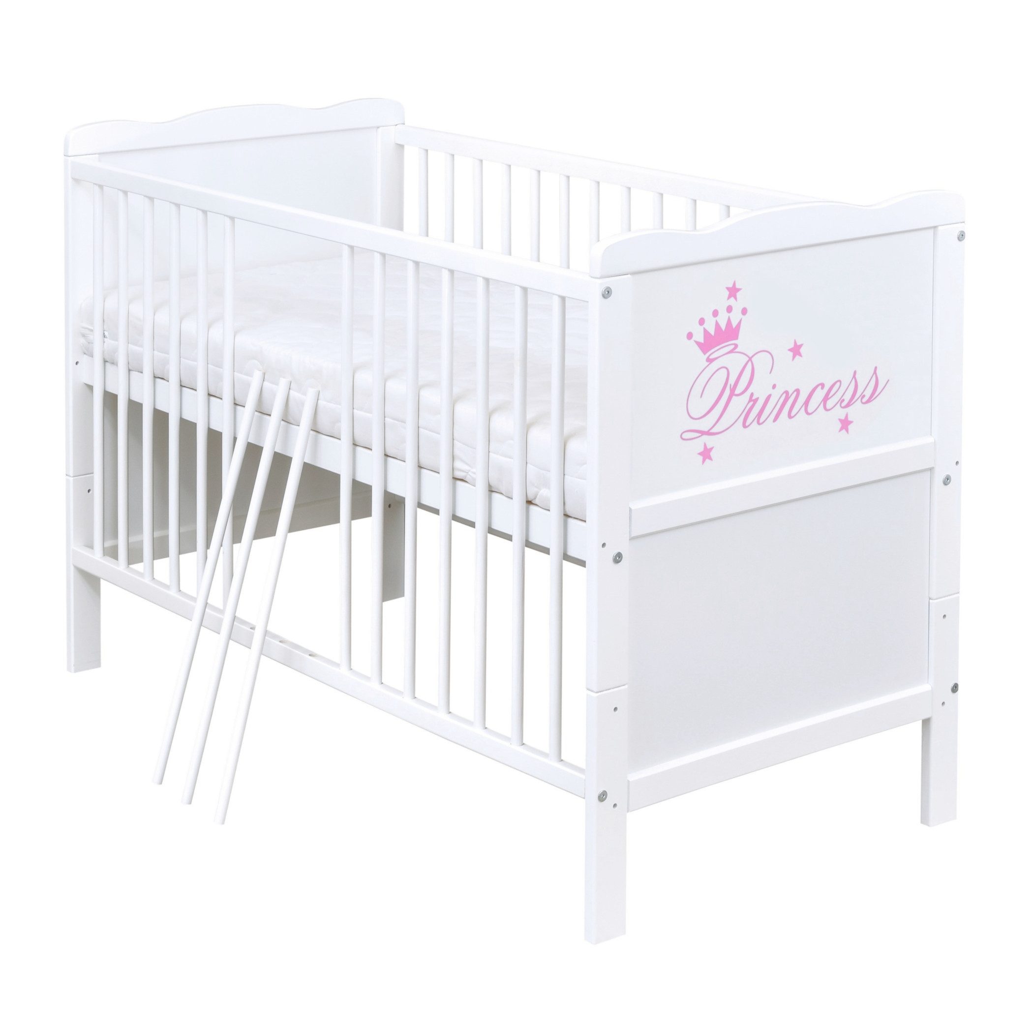 Baby-Delux Komplettbett Babybett Natalie Princess Komplettset, 10-tlg., Kinderbett 70x140 cm weiß, Bettset verschiedene Designs