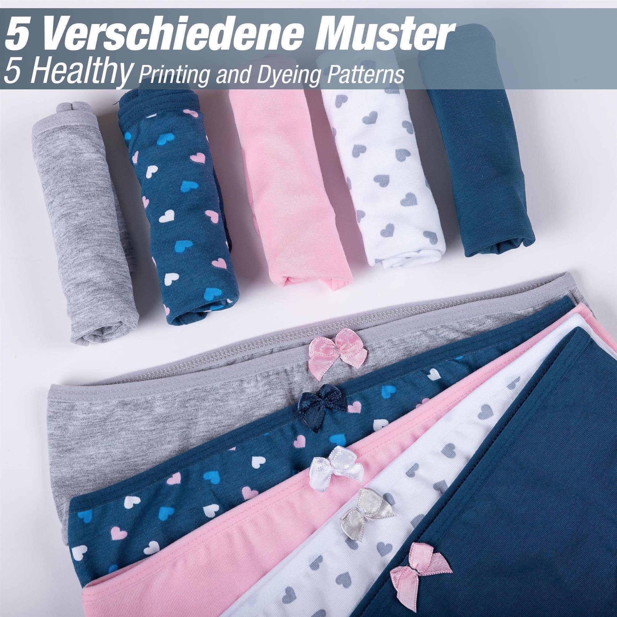LOREZA Slip 10er Set Mädchen Slips - Herz - Bunt (Spar-Packung, 10-St)