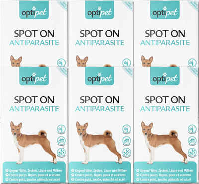 OptiPet Zeckenschutzmittel Spot on Hund Floh- Zecken Abwehr Insektenbekämpfung, 6-St., wirkt abweisend bis zu 24 Wochen gegen Parasiten