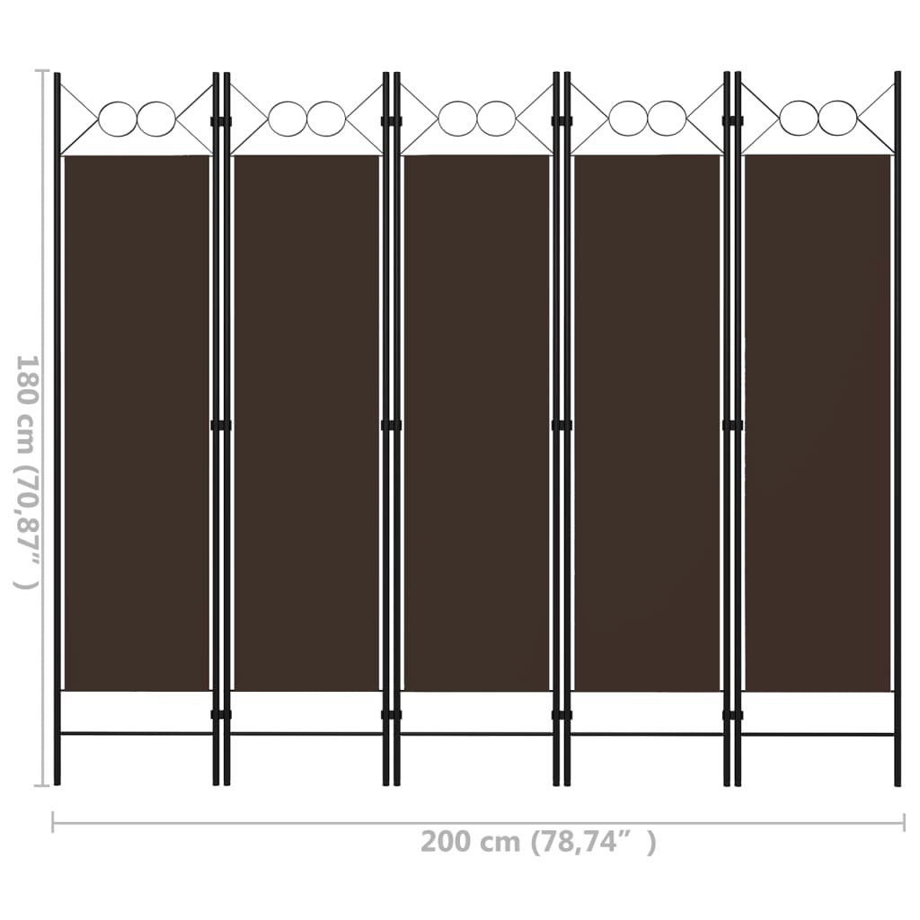 Braun Paravent Wand Raumteiler Trennwand 200 180 cm Raumteiler Spanische vidaXL 5-tlg x