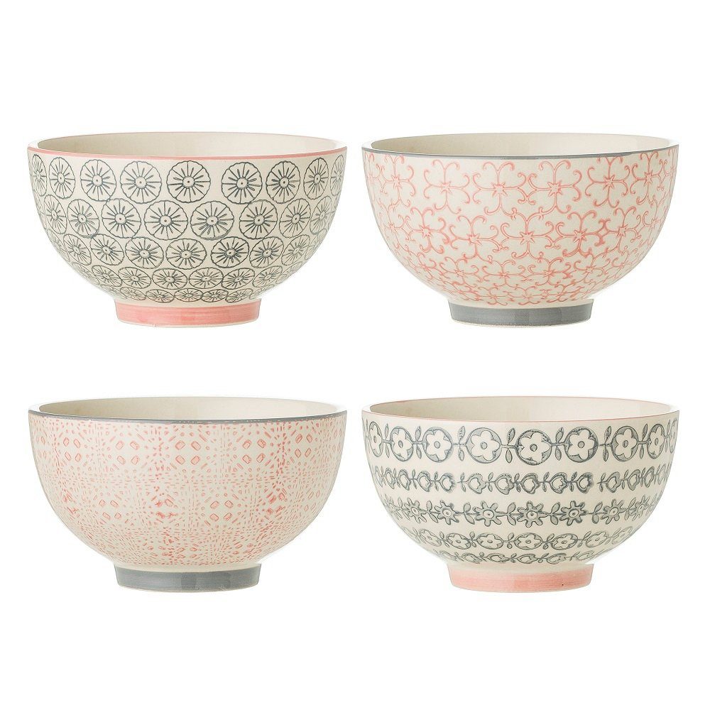 Bloomingville Schale Bloomingville Cècile Bowl Ø 13,5 cm Rose Steingut 4er Set, Steingut, (Set)