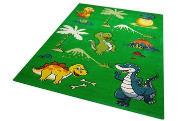Kinderteppich Kinderteppich Dinosaurier Kinderzimmerteppich Dinos grün, Carpetia, rechteckig, Höhe: 13 mm
