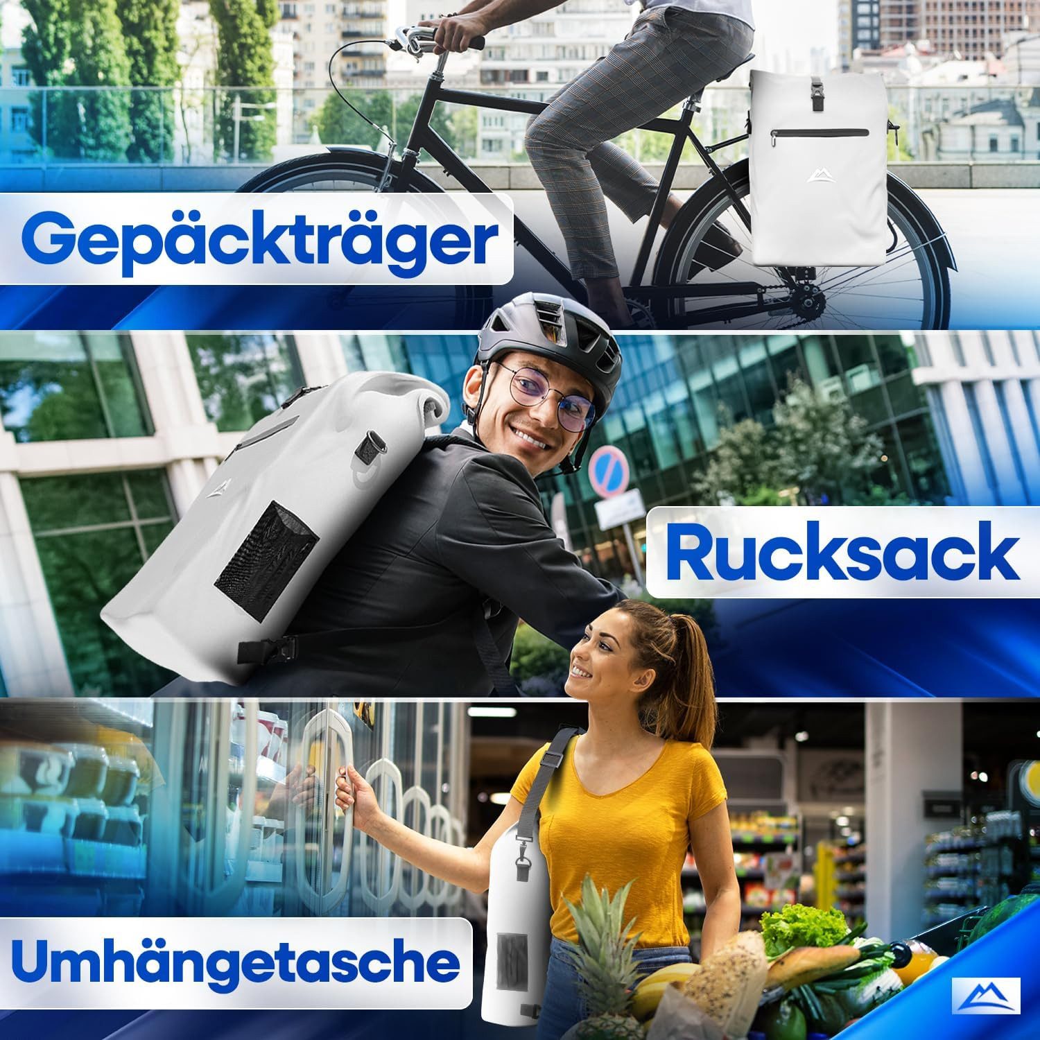 Nextcover Fahrradtasche TPU Fahrradtasche NEU 3in1 Fahrradtasche für Gepäckträger -wasserdicht