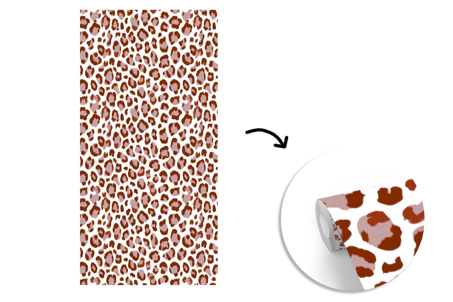 MuchoWow Fototapete Leopard - Muster - Rosa, Matt, bedruckt, Vliestapete für Wohnzimmer Schlafzimmer Küche, Fototapete, 120x240 cm – Bild 3 von 5