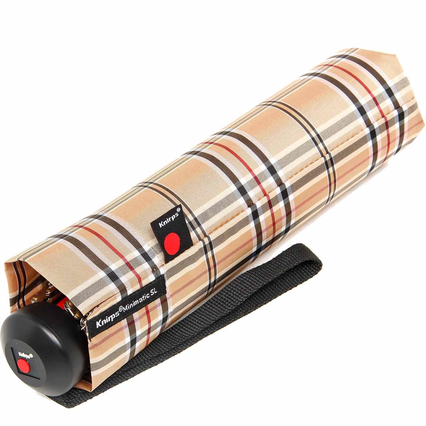 Knirps® Taschenregenschirm stabiler Herrenschirm mit Auf-Automatik, klassisch-edel mit Karo-Muster