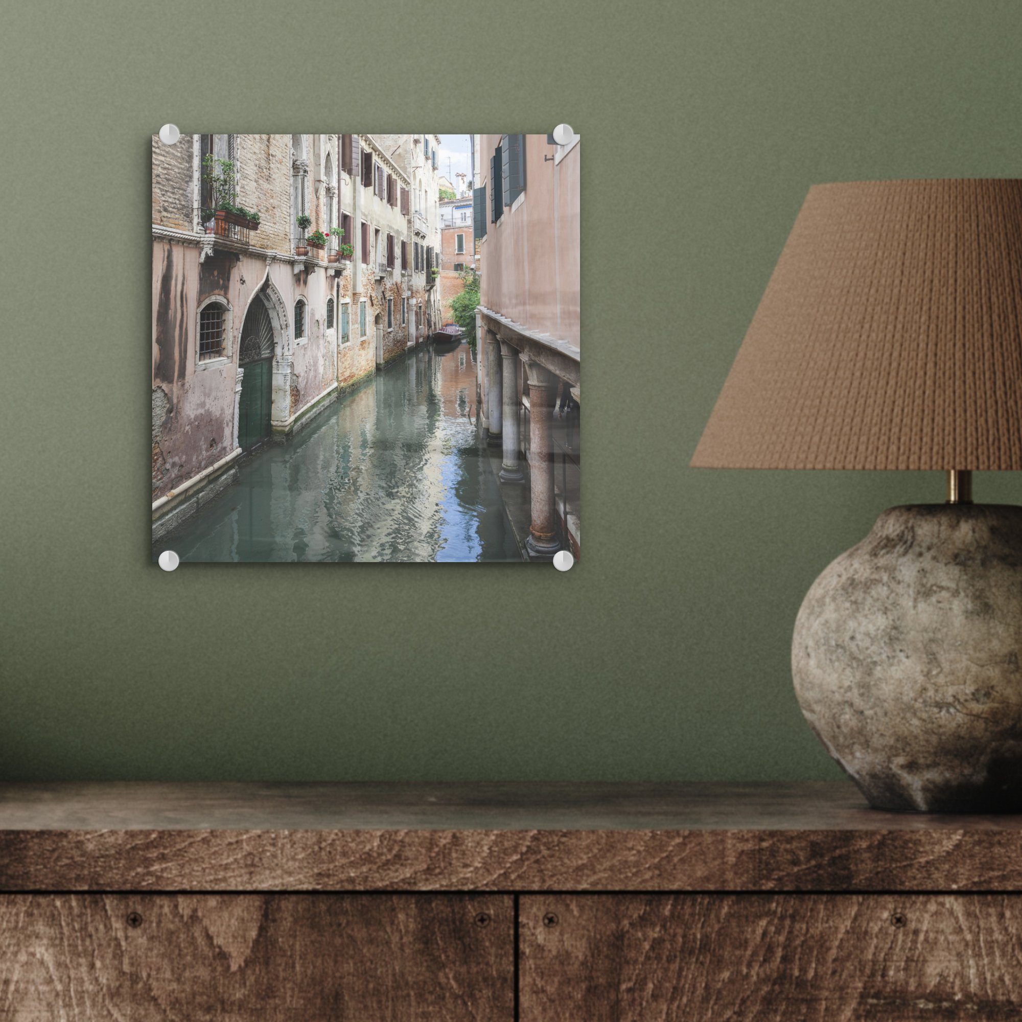 in Gebäude Glasbilder - St), Venedig, - Glas Glas - Foto Acrylglasbild Bilder MuchoWow Wanddekoration auf auf (1 Wandbild