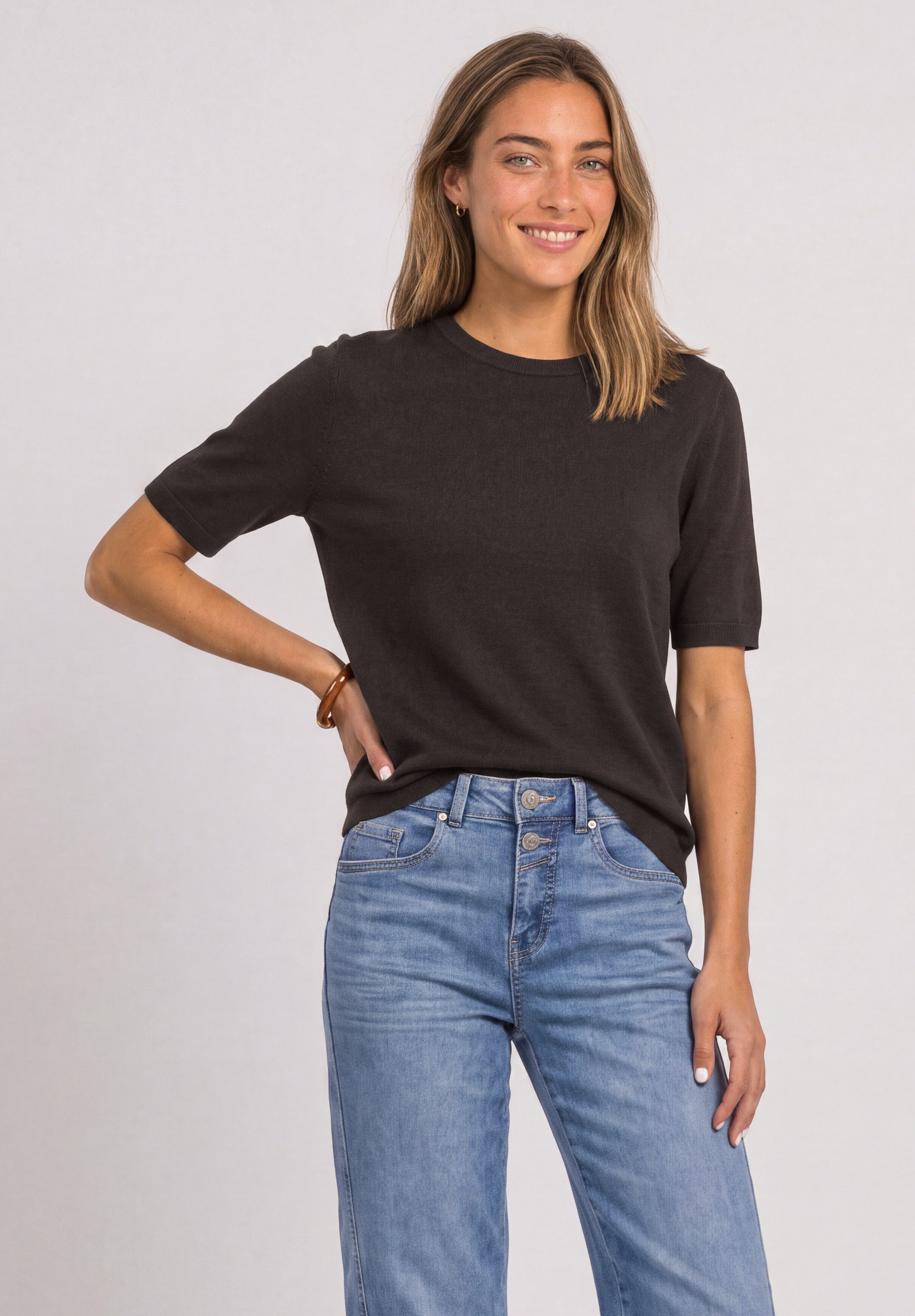 STREET ONE Kurzarmpullover softe Viskose