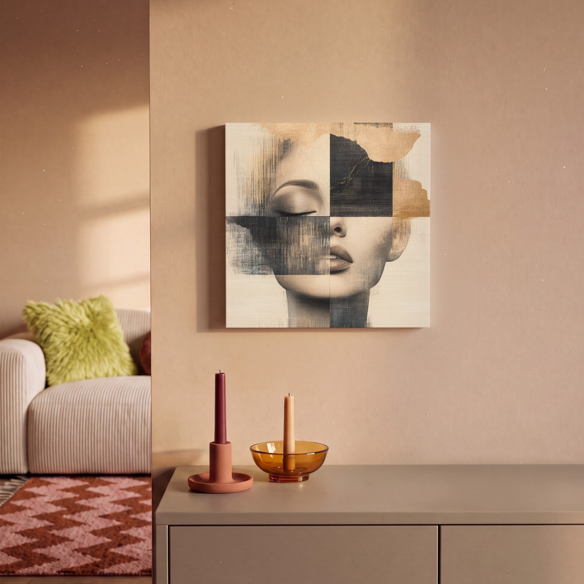 OneMillionCanvasses® Leinwandbild Gold - Frau - Rechtecke, Fotodruck (1 St), Leinwand Bilder Klein, Wand Dekoration Aesthetic 30x20 cm – Bild 2 von 5