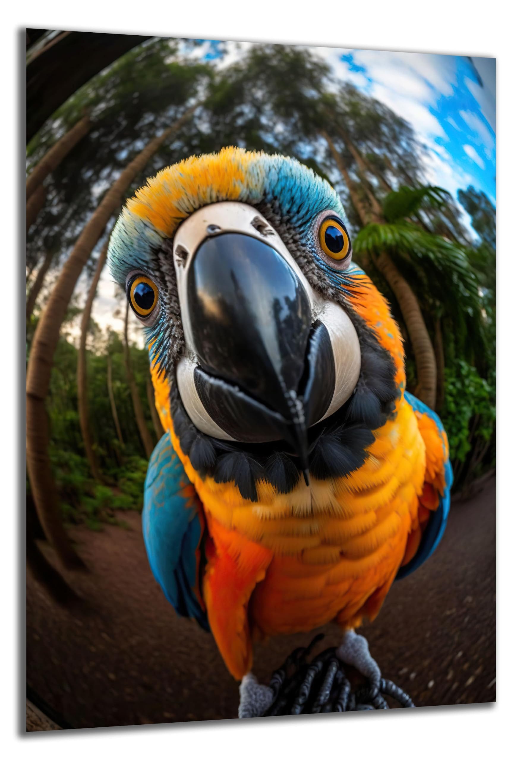 DARO Design Wandbild Vogelwelt Wandbilder Wand Deko Bilder Geschenk Leinwandbild, (Papagei Nahaufnahme - Bild mittelgroß Wohnzimmer Schlafzimmer Büro Flur Esszimmer Einteilig Querformat Fotodruck Vögel & Tiere), 40x30 cm