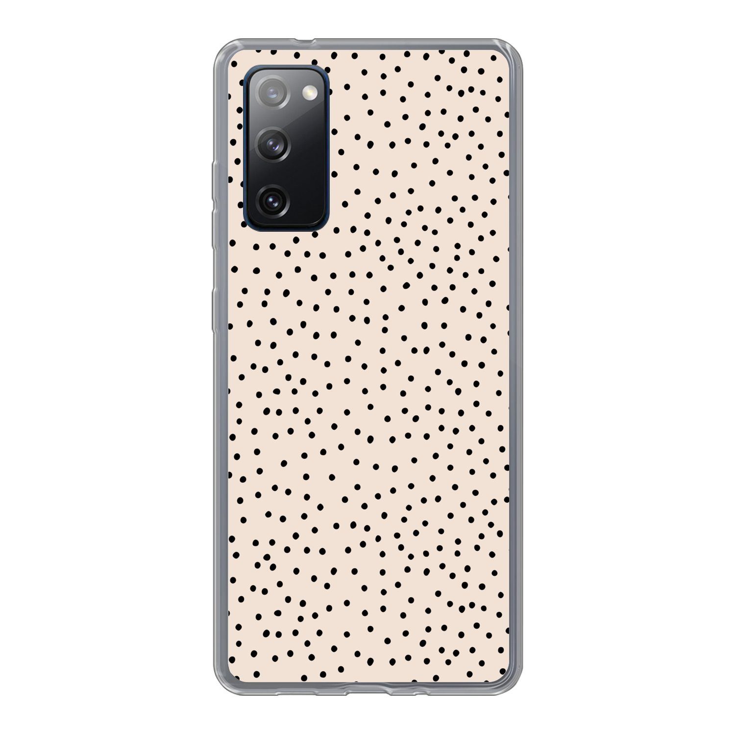 MuchoWow Handyhülle für Samsung Galaxy S20 FE Polka dot - Beige - Schwarz, Phone Case, Silikon, Schutzhülle Dünn