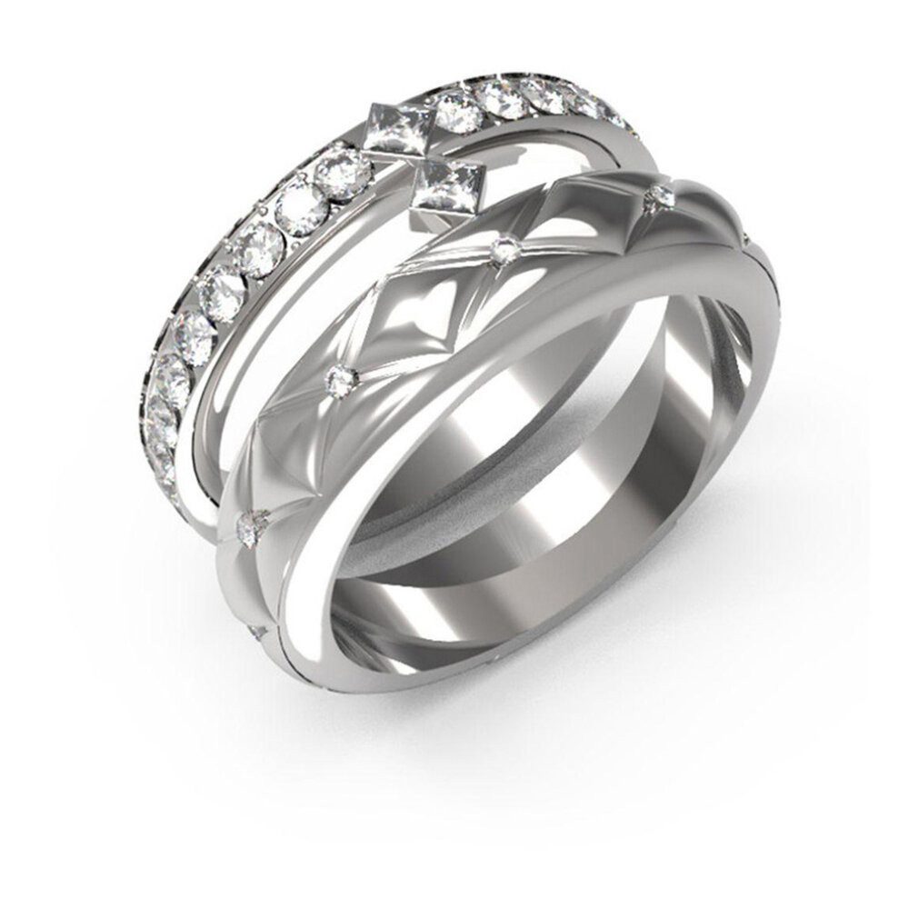 Guess Fingerring Stahlring mit Kristalle...