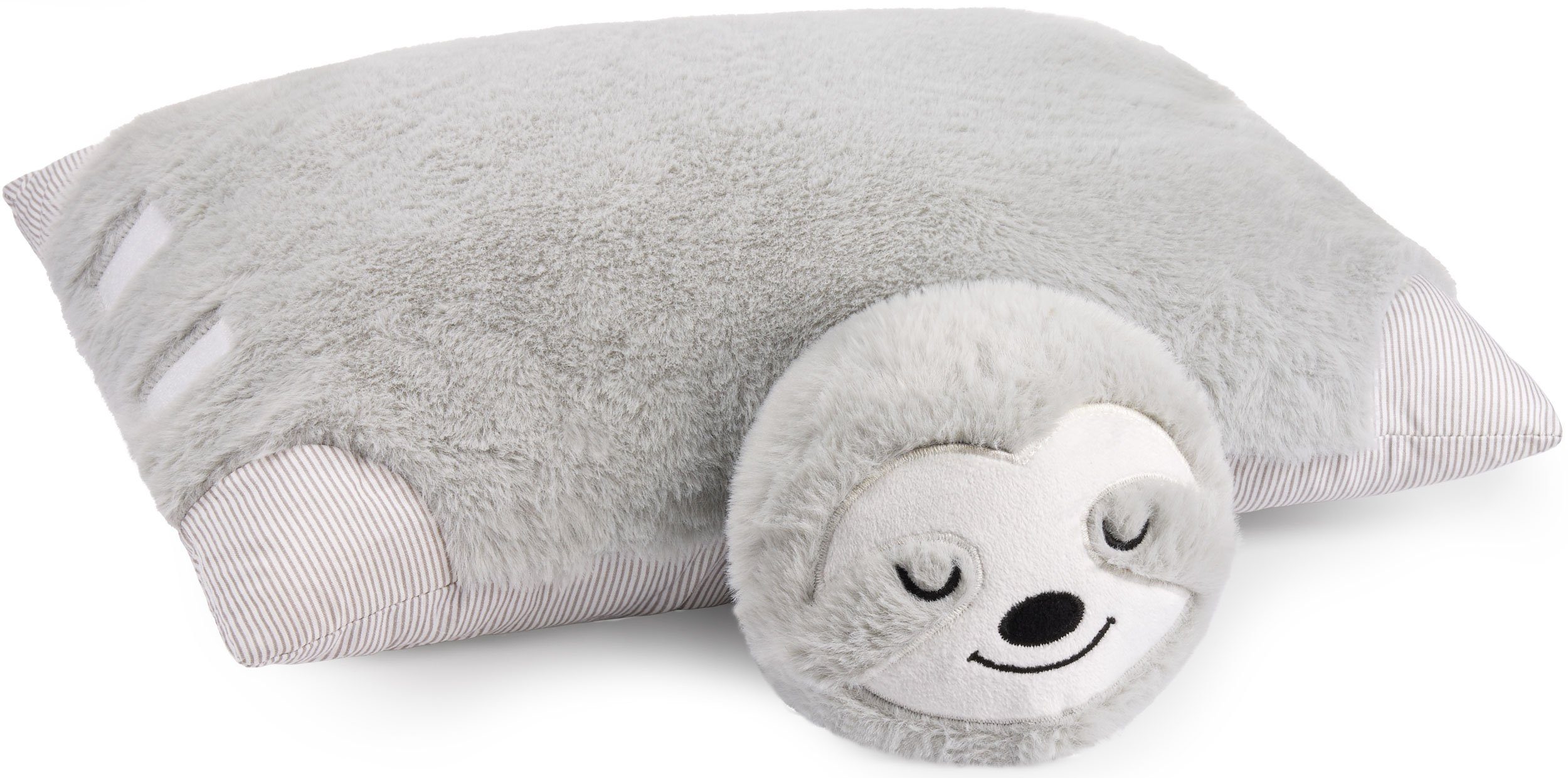 BRUBAKER Kuscheltier Faultier - 2 in 1 Stofftier und Kuschelkissen - 40 x 30 cm Dekokissen (Plüschtier - Kuscheltierkissen, 1-St., Tierkissen Faultierkissen), aufklappbares Kinder Plüschkissen mit Klettverschluss