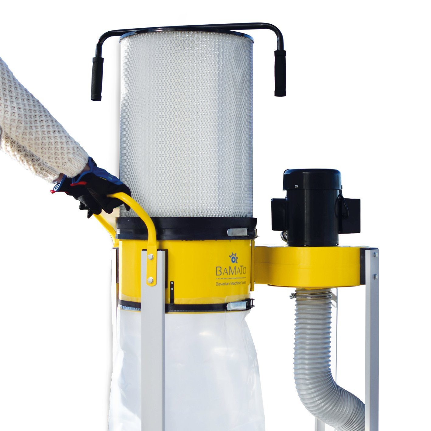 BAMATO Absauganlage AB-1500CF mit Feinstaubfilter Adapterset 230V Absaugung 1500m³/h, 1000 W, (1-tlg), Späneabsaugung, Fahrwerk, 1020 Pa, Flügelrad aus Metall