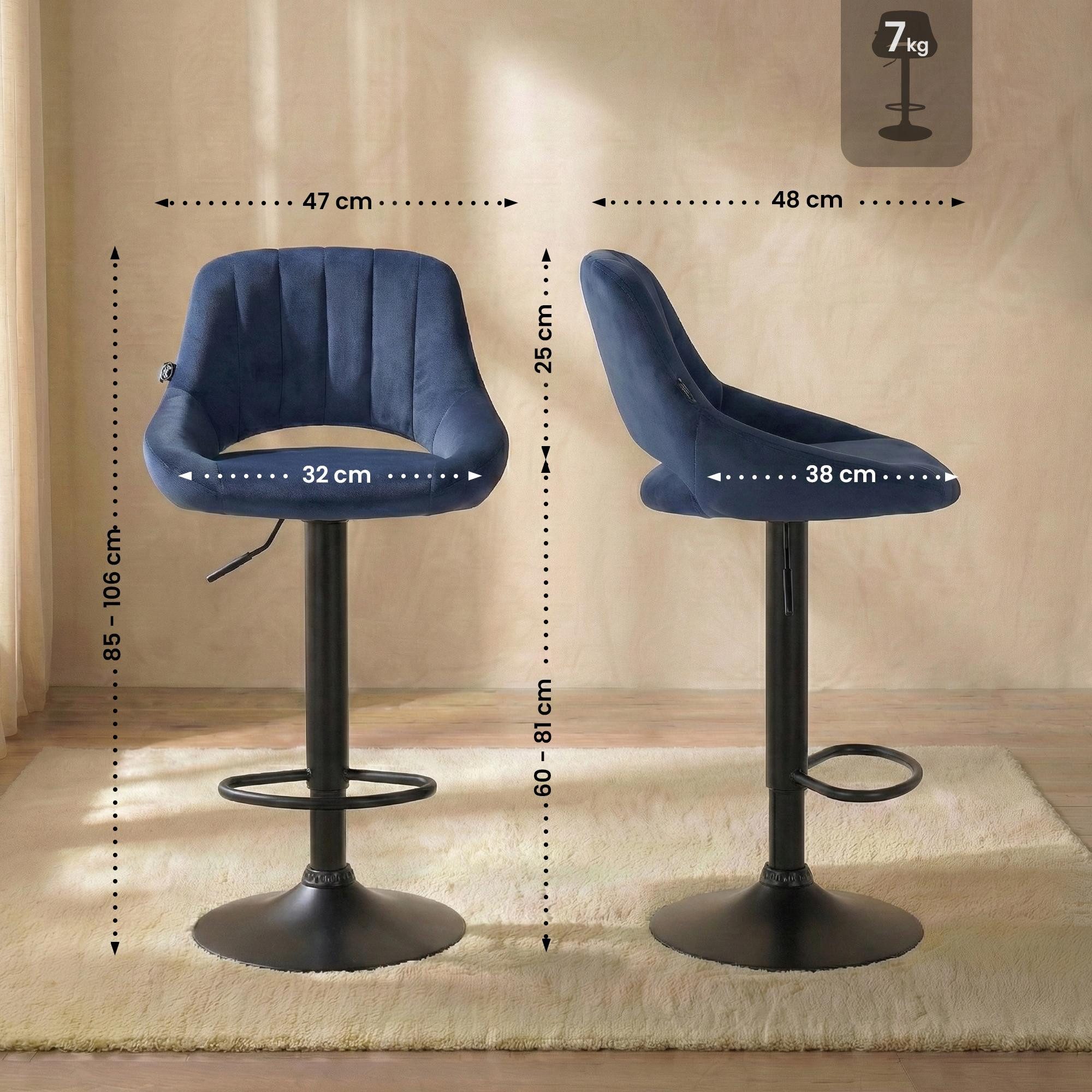 CLP Barhocker Milet (1er, 1 St., 1er), Samtbezug, höhenverstellbar und drehbar