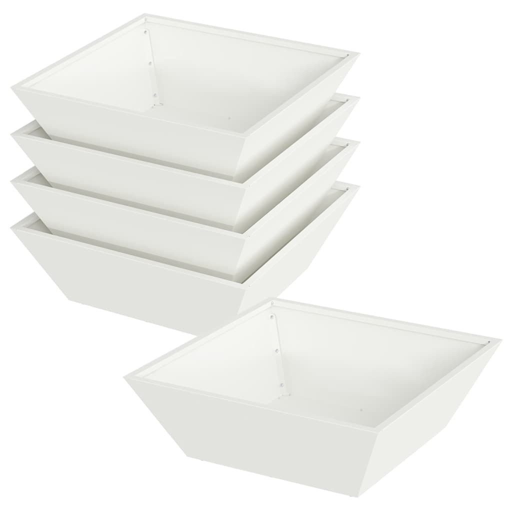 furnicato Blumentopf Garten-Pflanzgefäß 50 x 50 x 15 cm Weiß, Trapezförmiger Blumenkübel aus Stahl für deinen Garten oder Terrasse