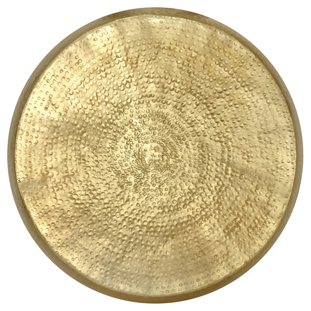 WOMO-DESIGN Couchtisch Beistelltisch Wohnzimmertisch Loungetisch Sofatisch Metalltisch, Gold Ø90x45cm Unikat Hammerschlag-Optik Handgefertigt Rund Aluminium