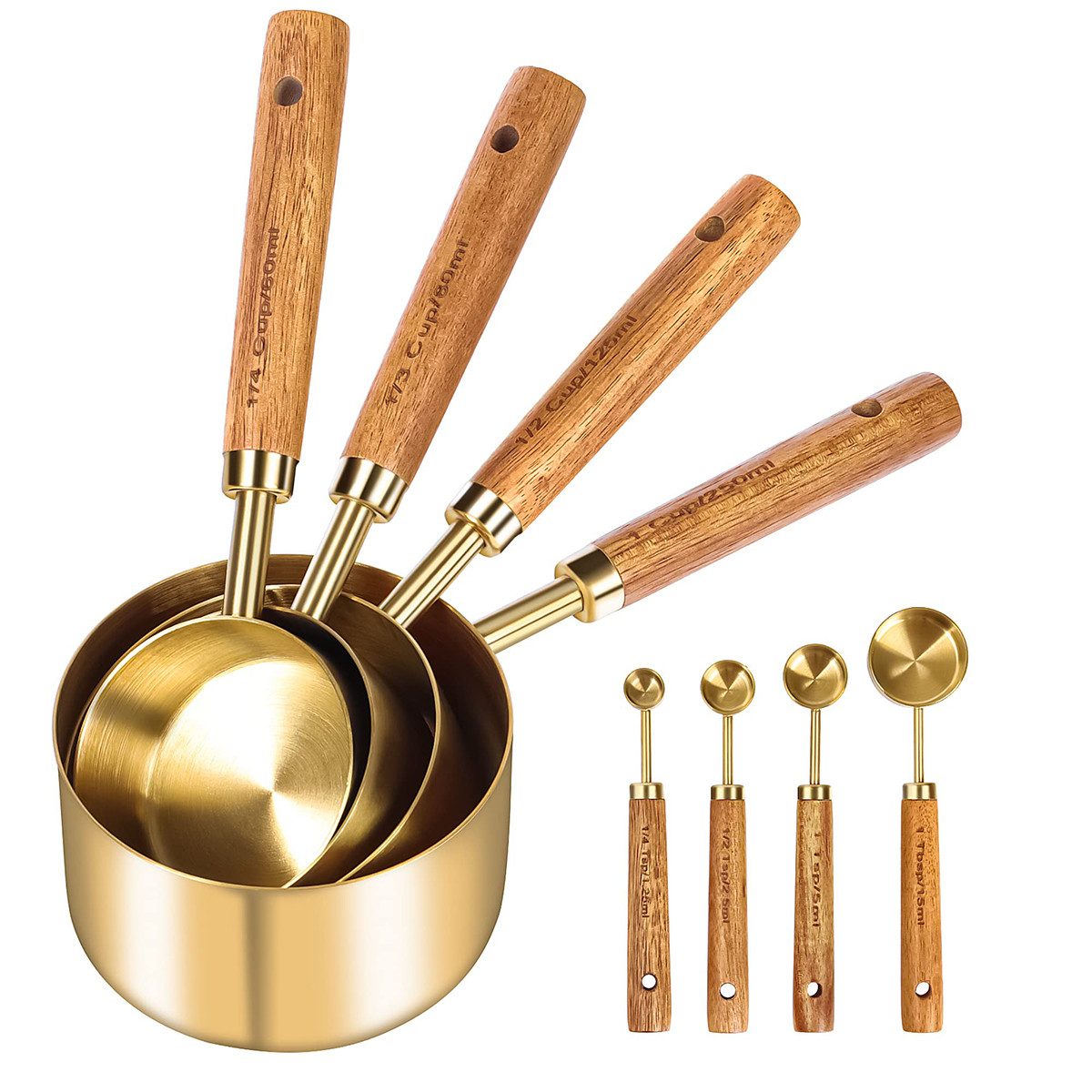 Messlöffel Messbecher und Messlöffel, 8 Stück Edelstahl Messbecher Set