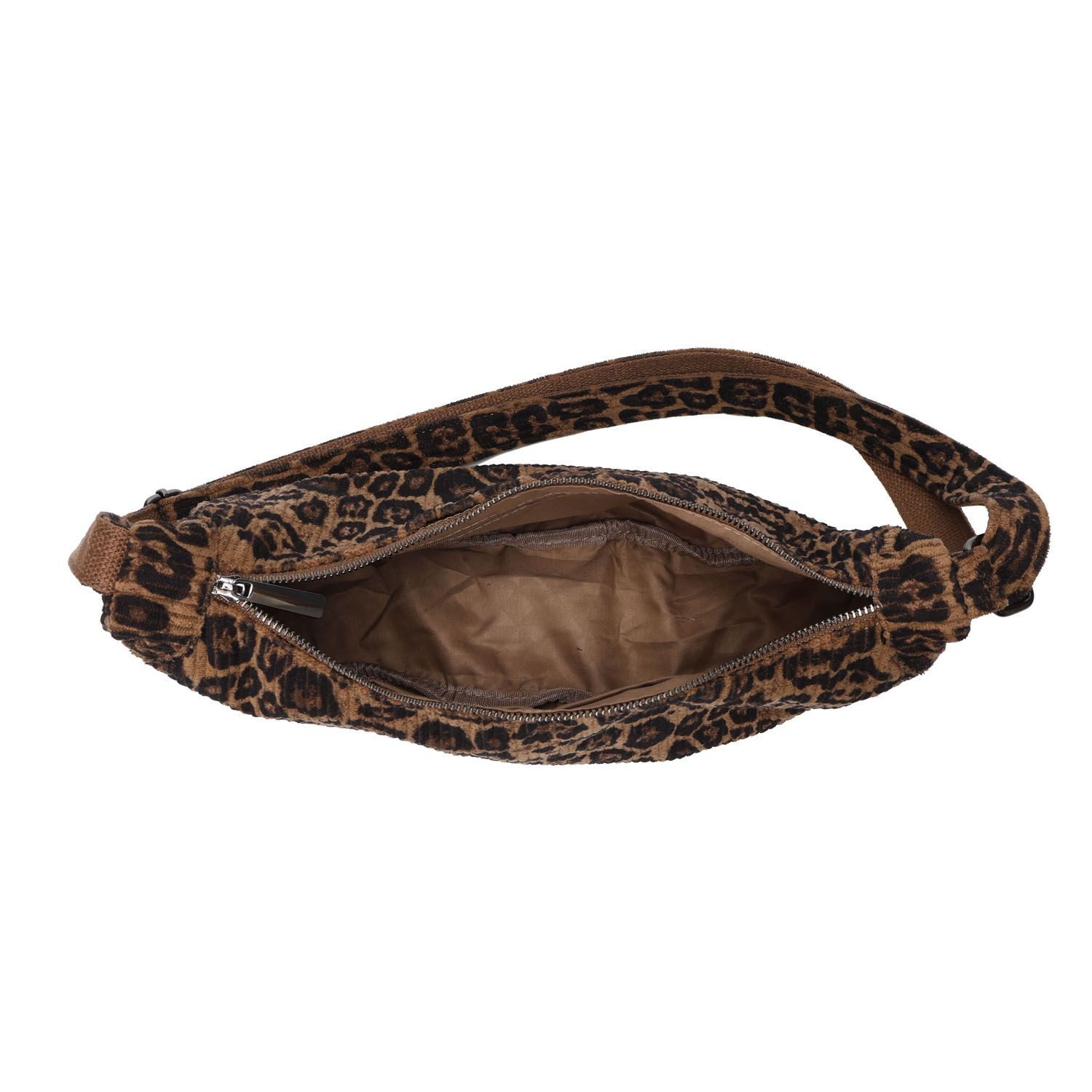 ITALYSHOP24 Schultertasche Damen Halbmond Tasche Leopard Body Bag Umhängetasche CrossOver Cord, Crossbody Runde Cordtasche MOON Brust Slingtasche Freizeit Unise – Bild 4 von 4