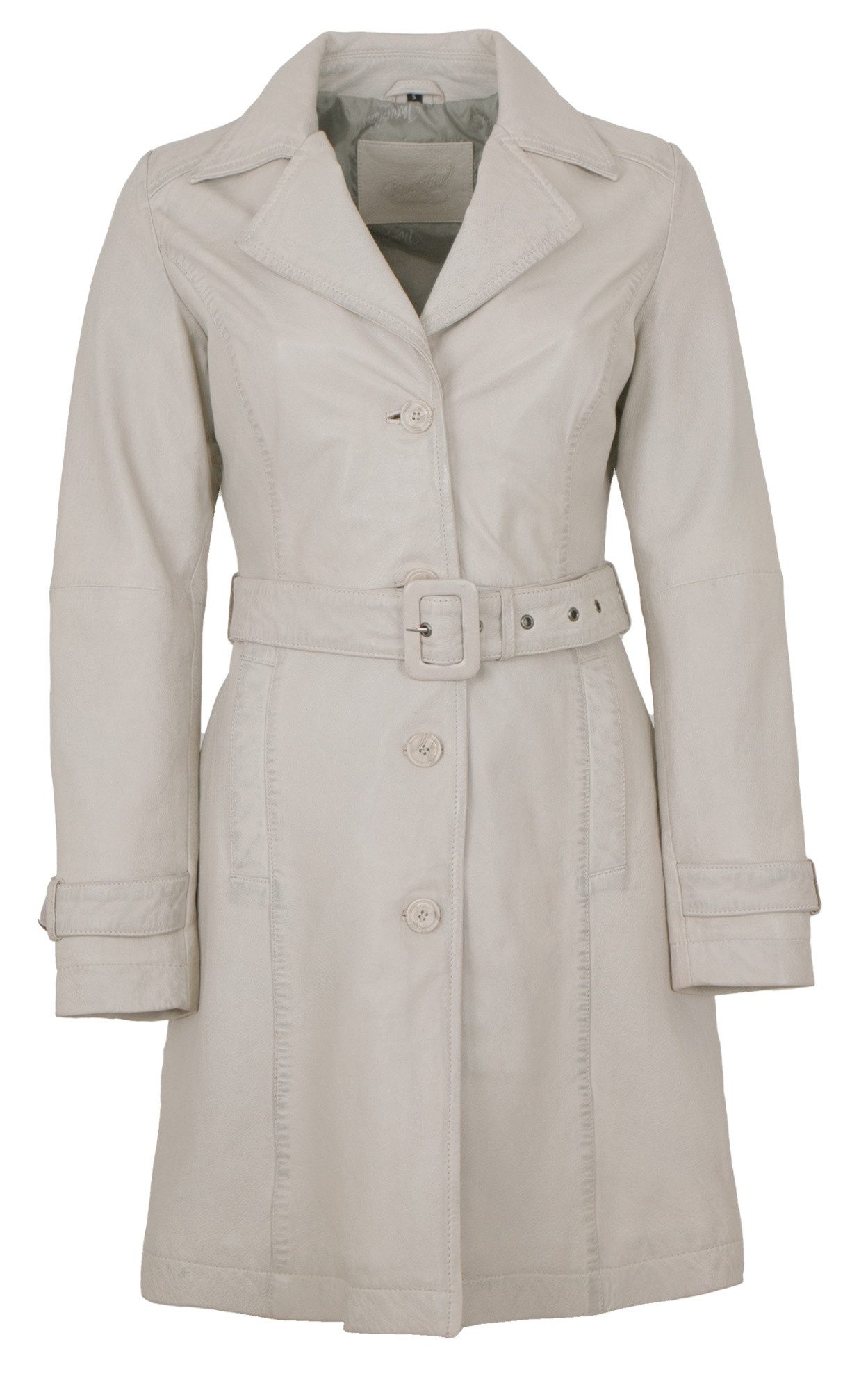 Mauritius Ledermantel MWLeonne Mauritius - Damen Trenchcoat Ledermantel Lammnappa ivory