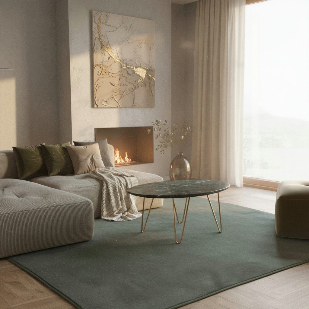 KADIMA DESIGN Teppich NECKAR Wohnzimmer Waschbar Schlafzimmer Wohnzimmerteppich Esszimmer, Läufer, Höhe: 22 mm, Grün, 60x110 cm, Strapazierfähig Esszimmerteppich Waschbar