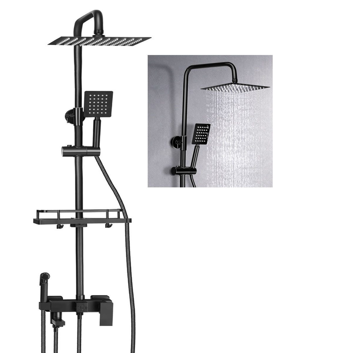 Brausegarnitur Home Duschsystem Edelstahl Duschsäule, Regendusche Vier Auslauf Set