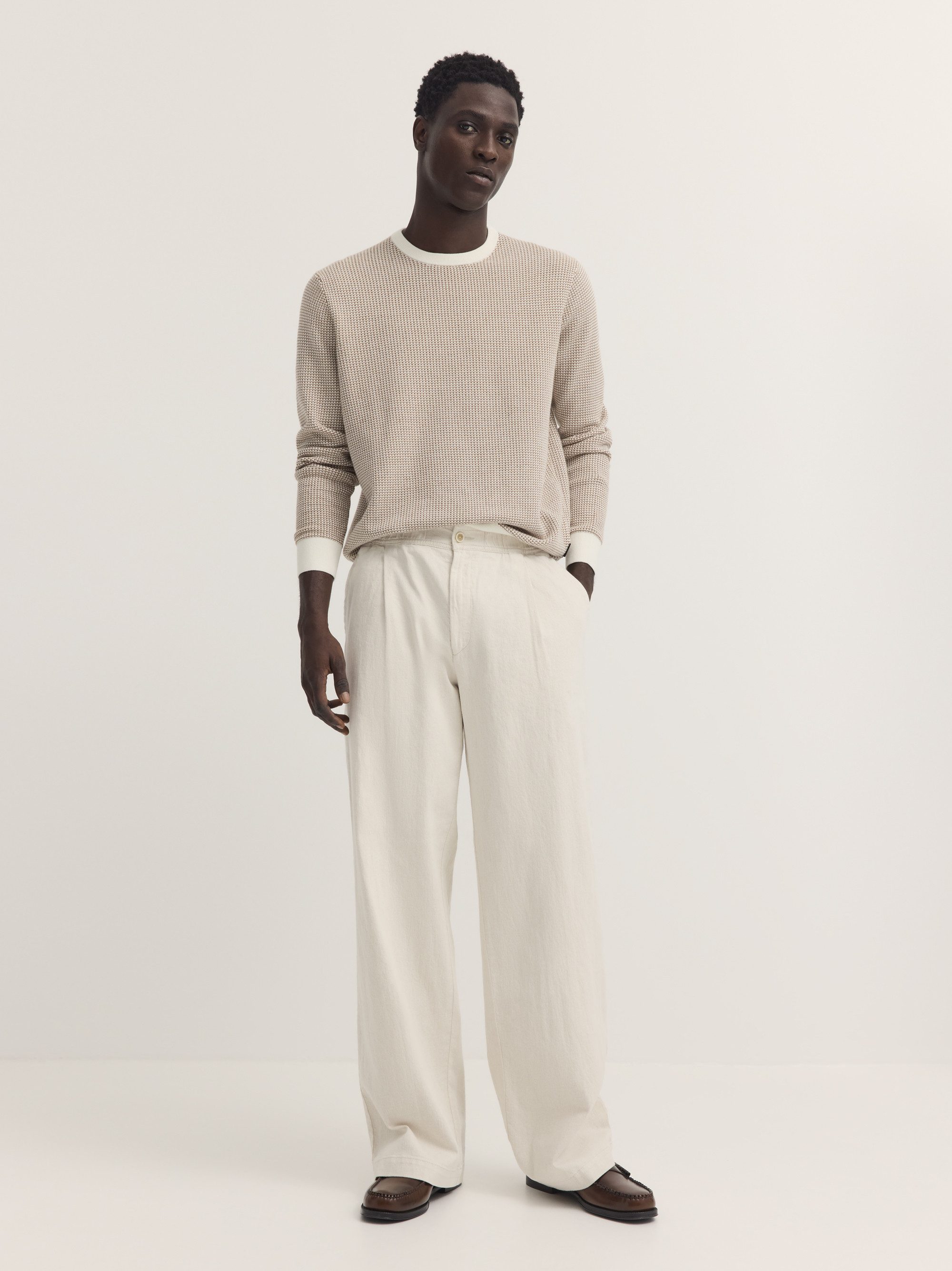 bugatti Bundfaltenhose Loose Fit natural linen mix