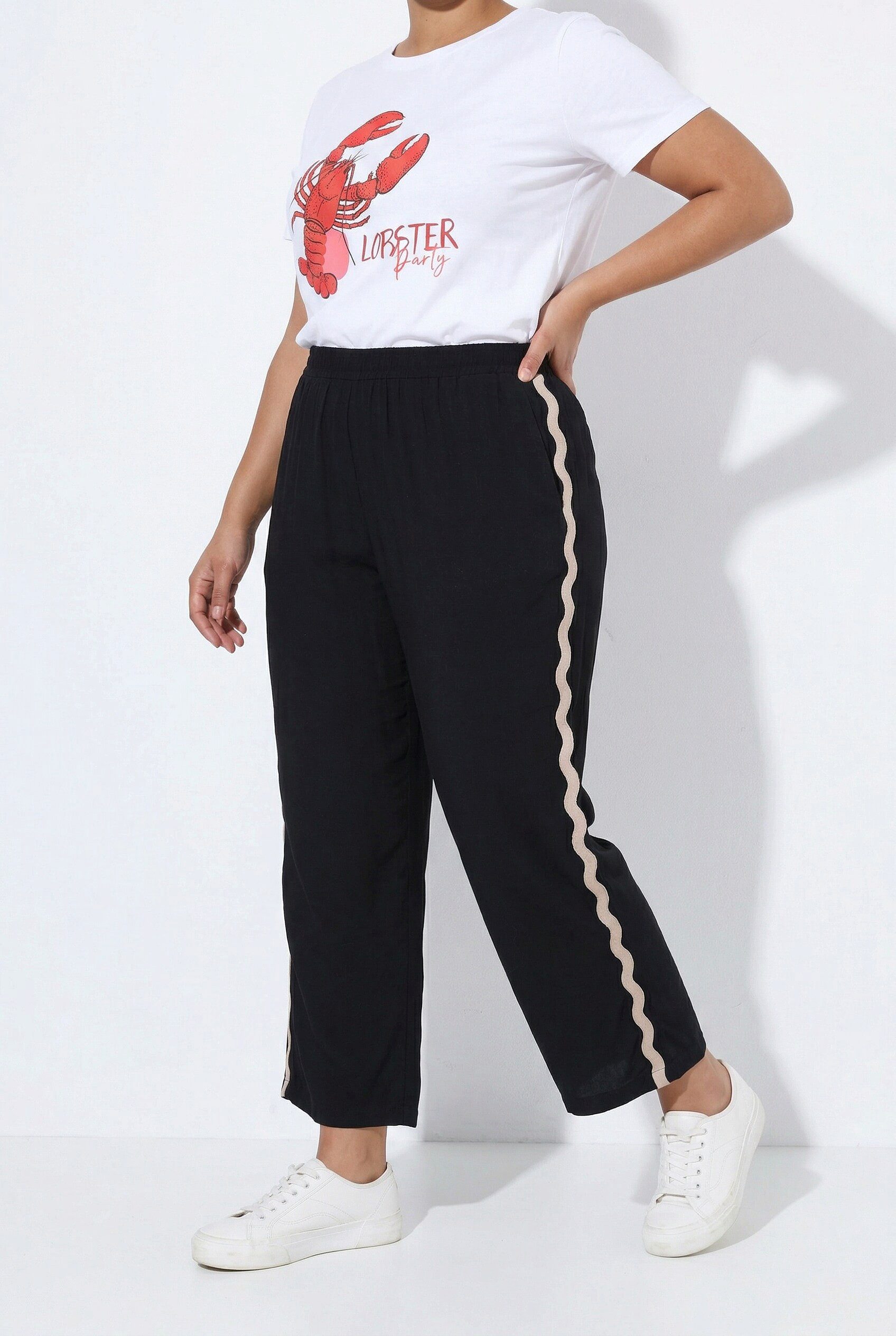 MIAMODA Culotte Hose weites gerades Bein Wellen-Seitenstreifen
