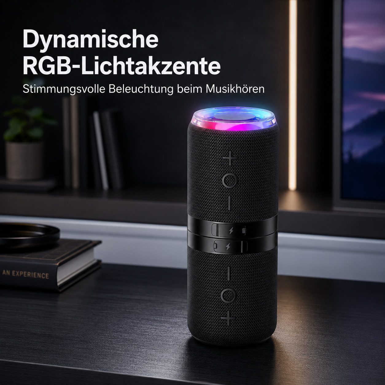 ibettertec 2-in-1 Magnetisch mit Lichteffekten Stereo 360° Surround-Sound Bluetooth-Lautsprecher 2 (Bluetooth 5.4, IPX6 Wasserdicht Magnetisch haftend Trennbar in zwei Einheiten)