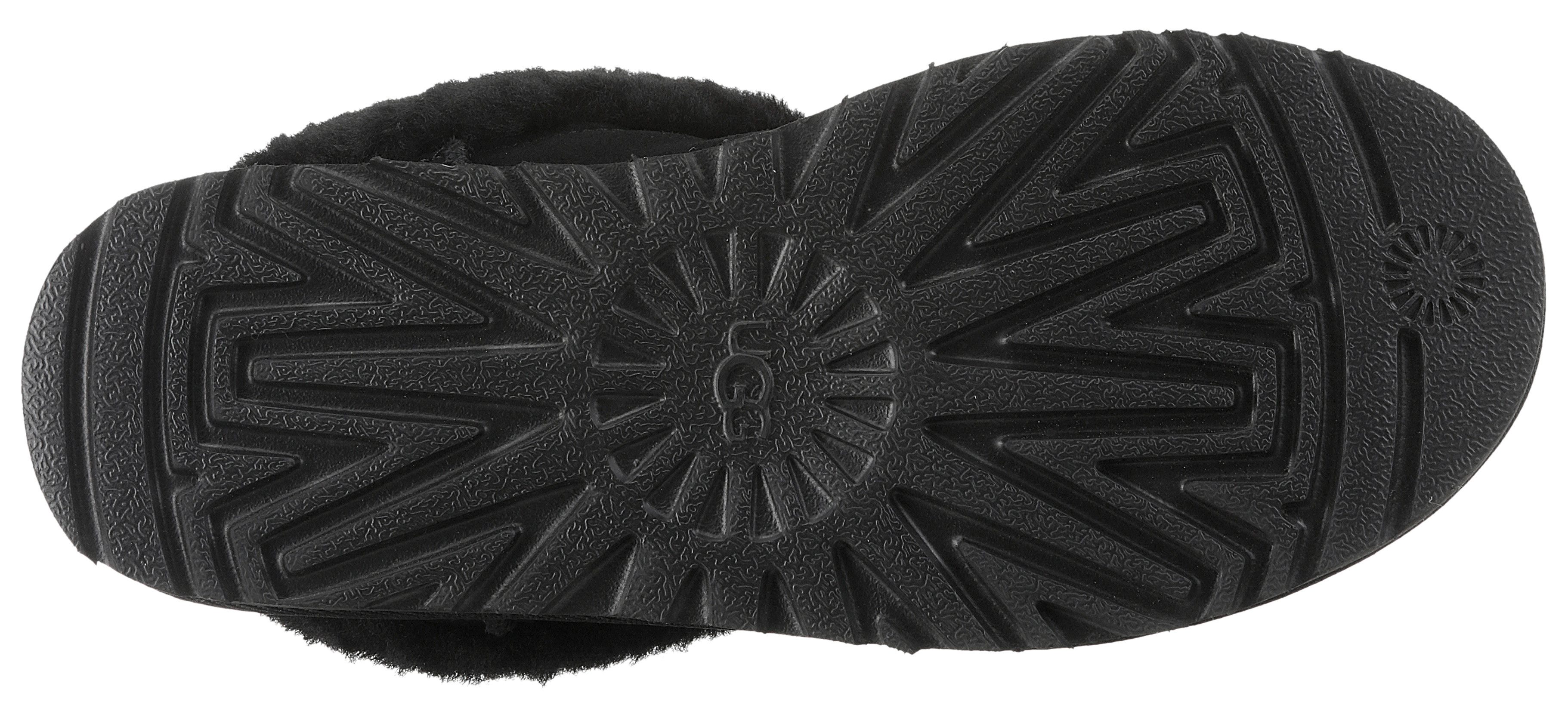 UGG CLASSIC ULTRA MINI MAXI CURLY Schlupfboots, Winterstiefel, Snowboots mit Ethno-Textilband am Schaftrand