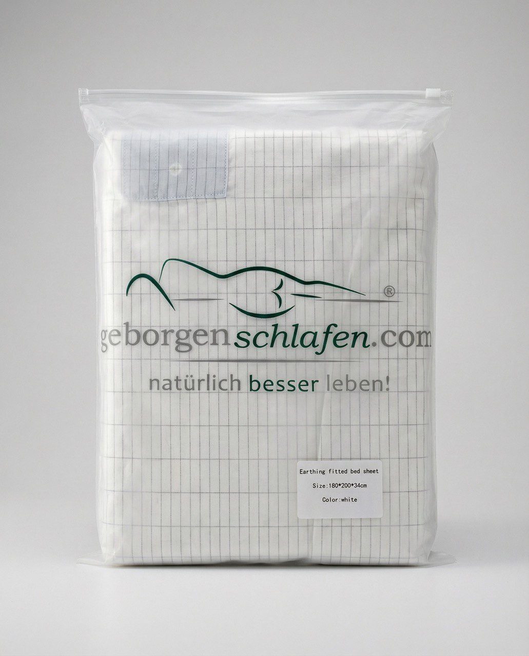 geborgenschlafen Bettlaken Erdungslaken Set 1 Basis – Bio-Baumwolle mit Silberfäden & Zubehör, Bio-Baumwolle mit Silberfäden, (5 Stück), Geerdetes Schlaf-Set – Erdungsbettlaken, Kabel, Stecker & Pflege