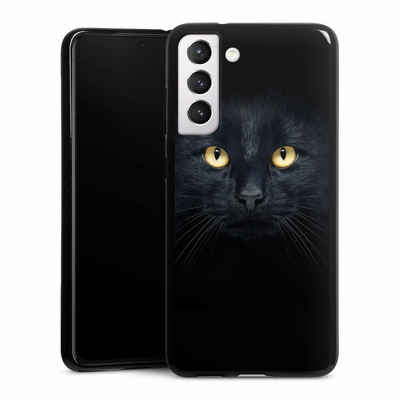 DeinDesign Handyhülle Katze Auge schwarz Tom Cat, Samsung Galaxy S21 FE 5G Silikon Hülle Bumper Case Handy Schutzhülle