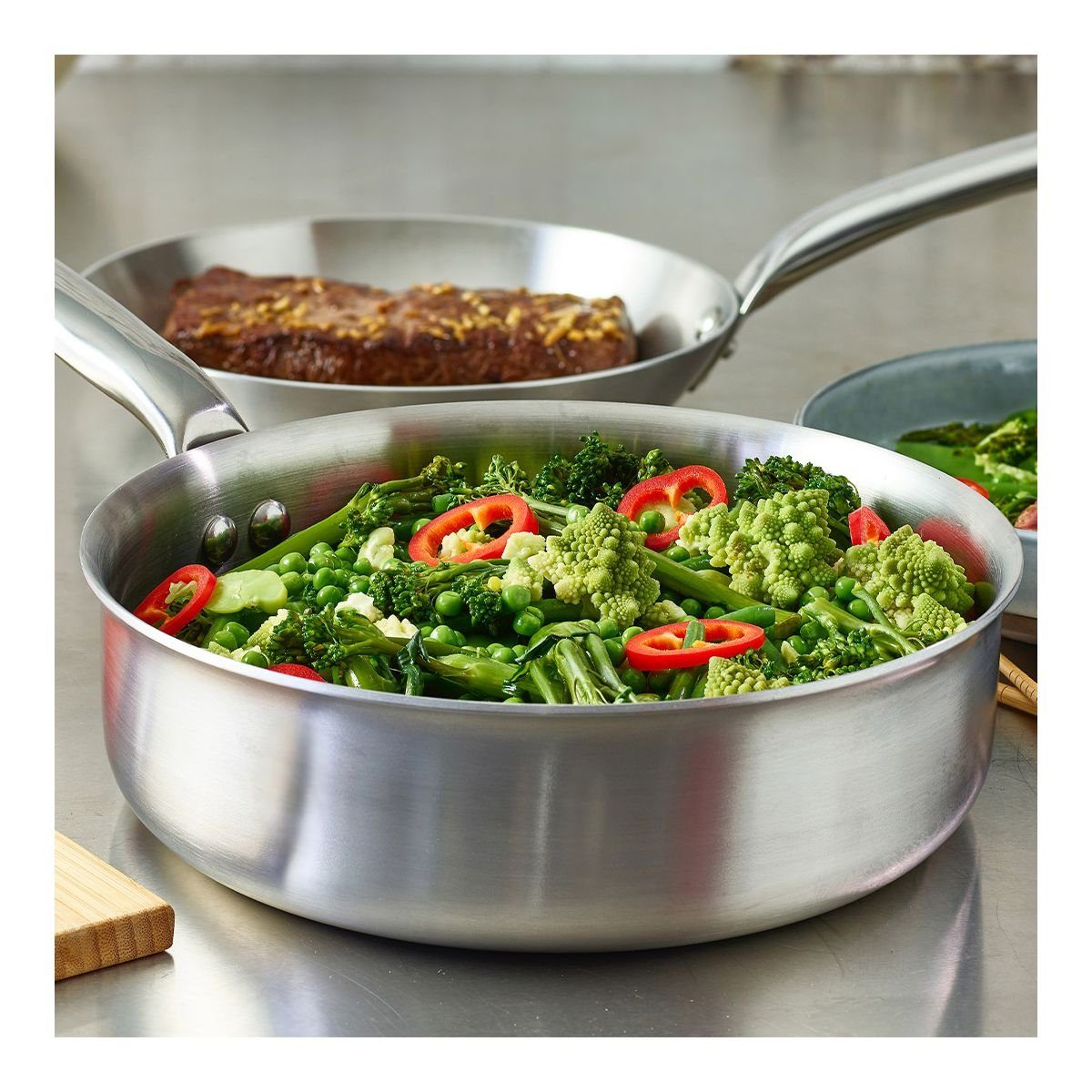 de Buyer Sauteuse Alchimy, gerade 28 cm - Edelstahl-Mehrschichtmaterial