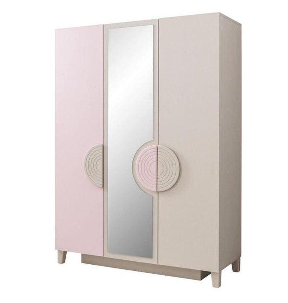 Xlmoebel Kleiderschrank Moderner rosa Schrank mit drei Türen und Regalfächern (1-St., 3-türiger Kleiderschrank, rosa) Made in Europa