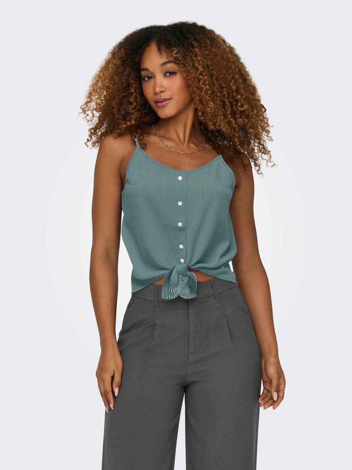 ONLY Trägertop ONLLECEY SL KNOT SINGLET NOOS WVN Materialmix, regular fit