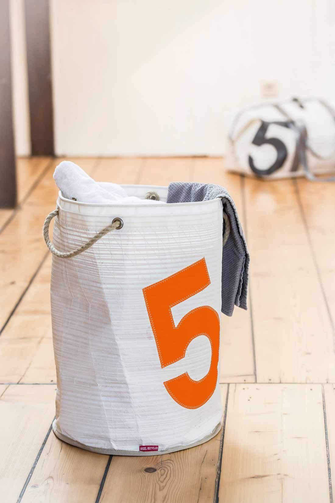 Zahl Weiss Wäschekorb Neon Pütz Segeltuch Recycling 360Grad Orange Wäschekorb aus