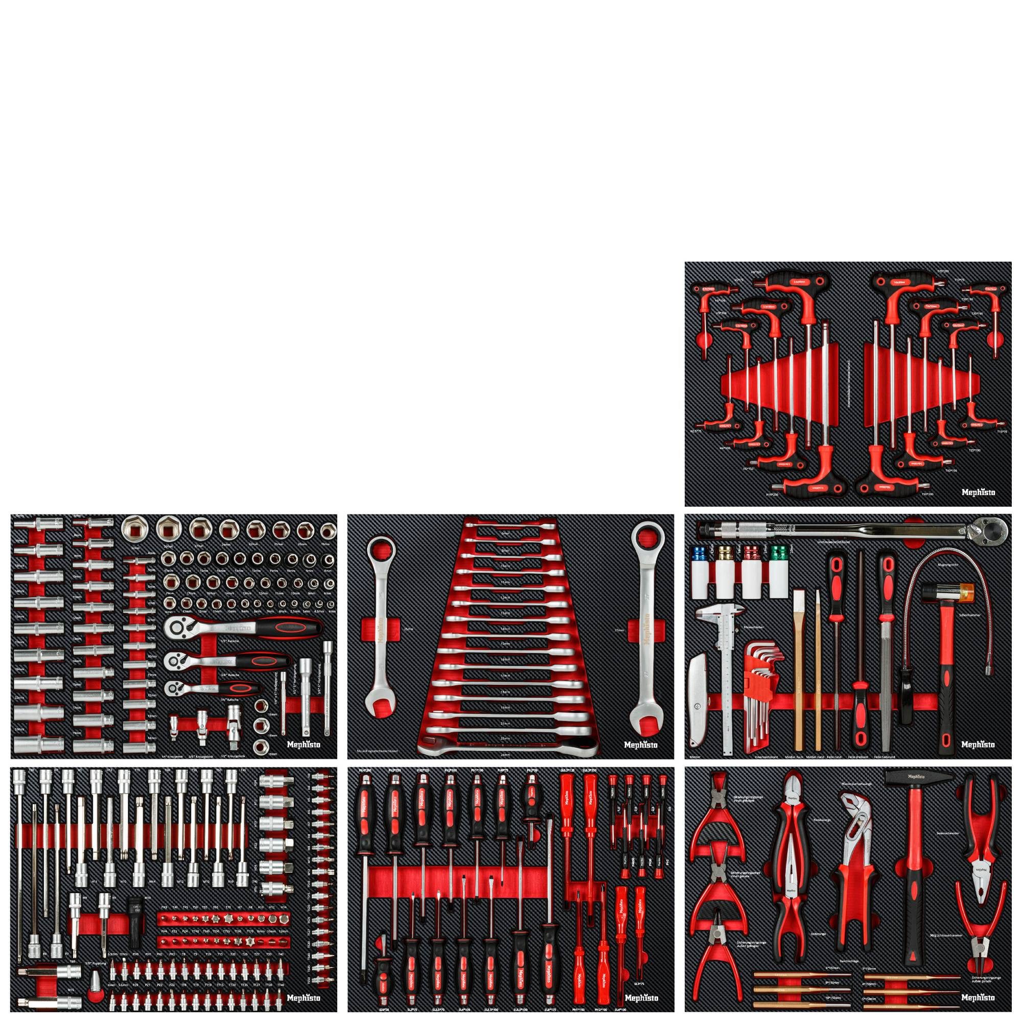 Mephisto-Tools Werkzeugset, (Set), metrisch, inkl. Soft Inlay in Carbon-Optik